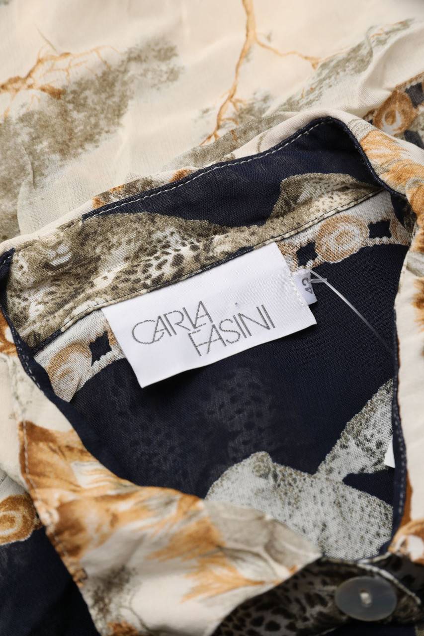 Carou CARLA FASINI Vintage-Hemd-Bluse Mit Kurzem Ärmel