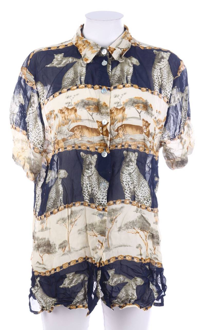 Carou CARLA FASINI Vintage-Hemd-Bluse mit kurzem Ärmel