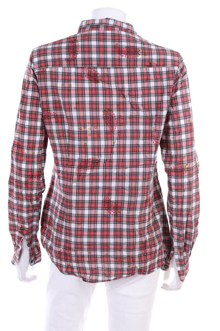 Carou 0039 ITALY Karo-Hemd-Bluse Mit Blumen-Print