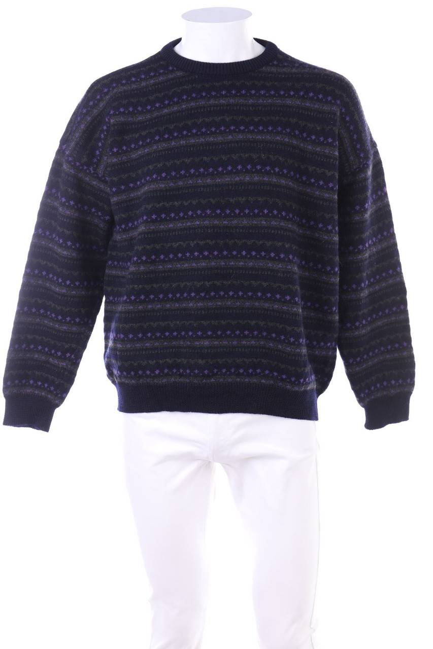 Carou AIGLE Vintage-Schurwoll-Pullover mit Muster
