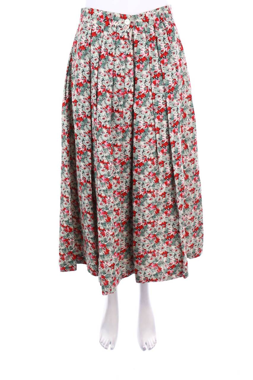 Carou Alphorn Vintage-Midi-Falten-Rock mit Leinen