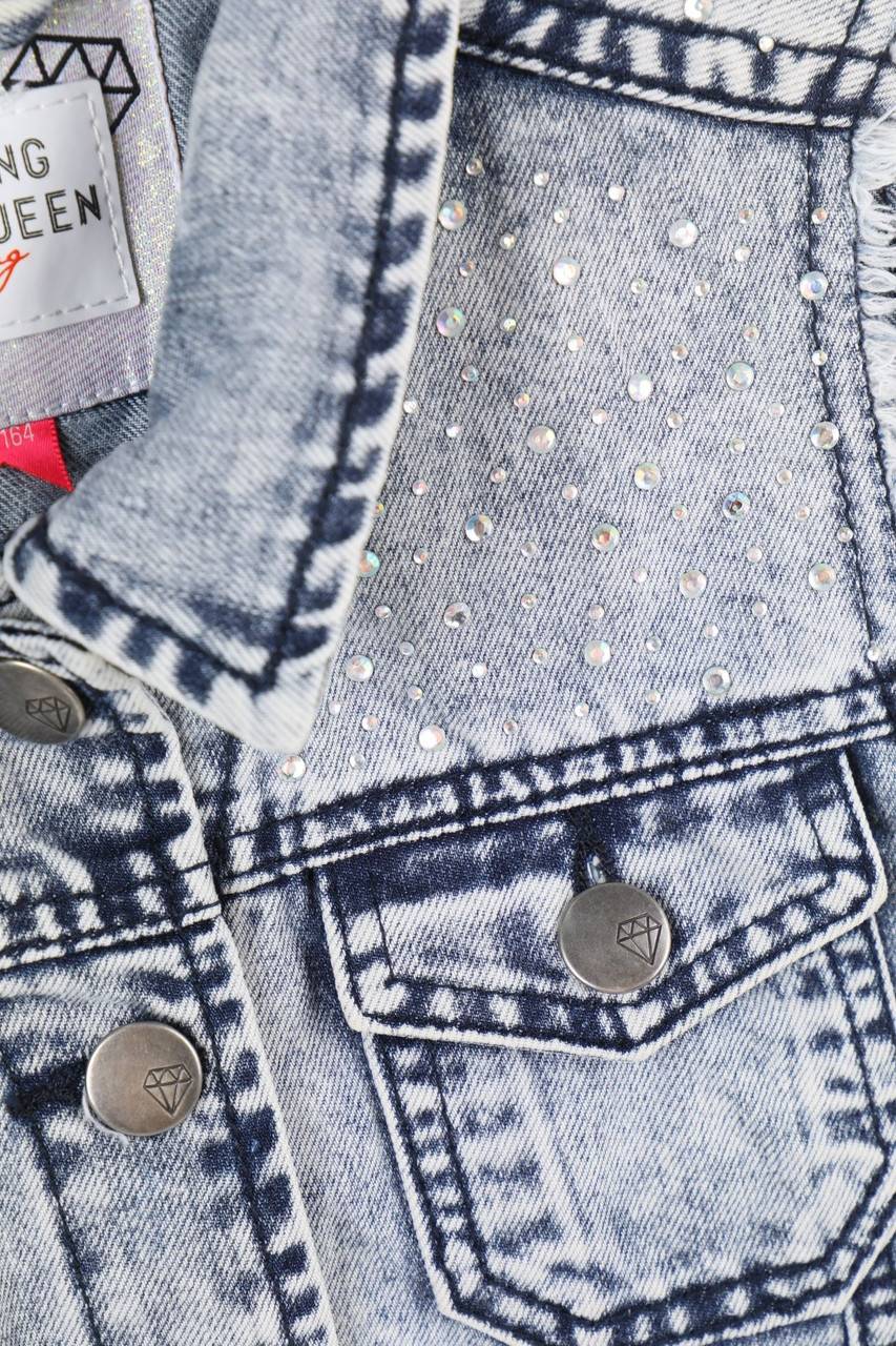 Carou Amazing QUEEN Denim-Weste Mit Strass-Steinen
