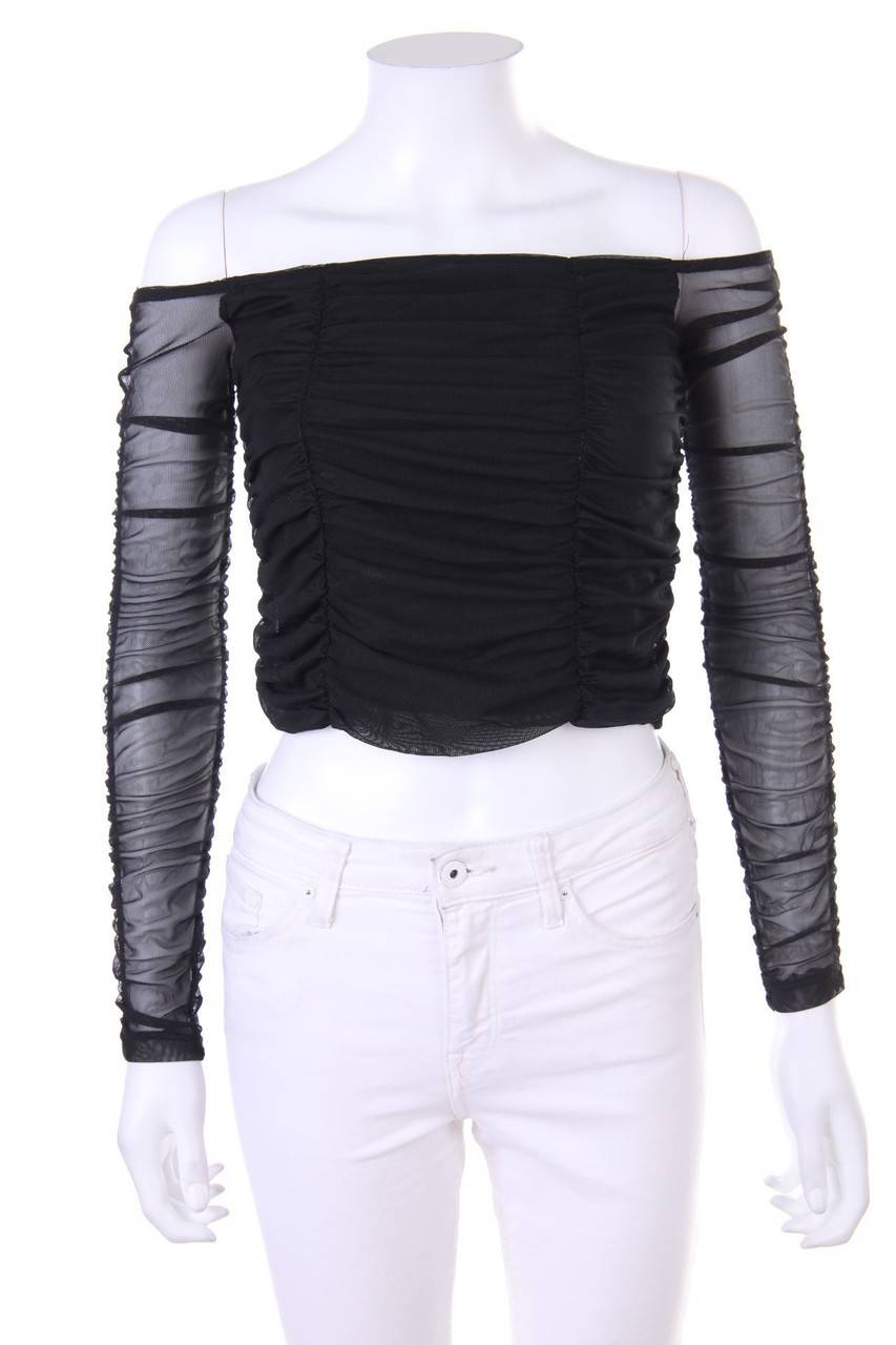 Carou AMISU Cropped-Bluse mit Raffungen