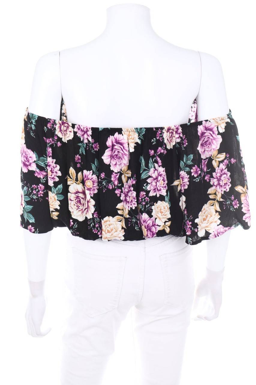 Carou AMISU Cropped-Carmen-Bluse Mit Blumen-Print