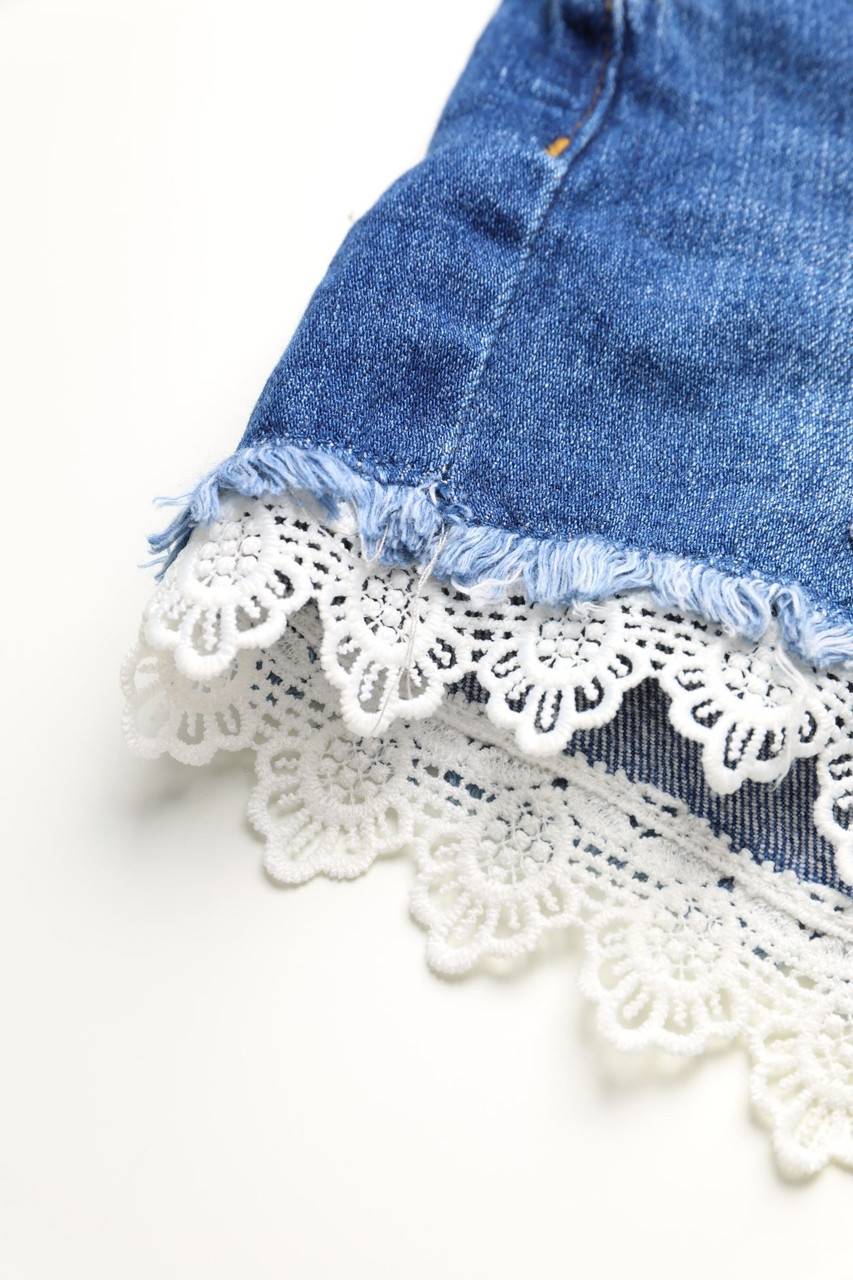 Carou AMISU Used Look Jeans-Shorts Mit Spitze