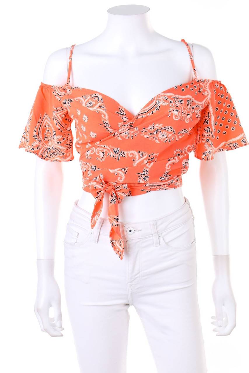 Carou Bershka Cropped-Wickel-Bluse