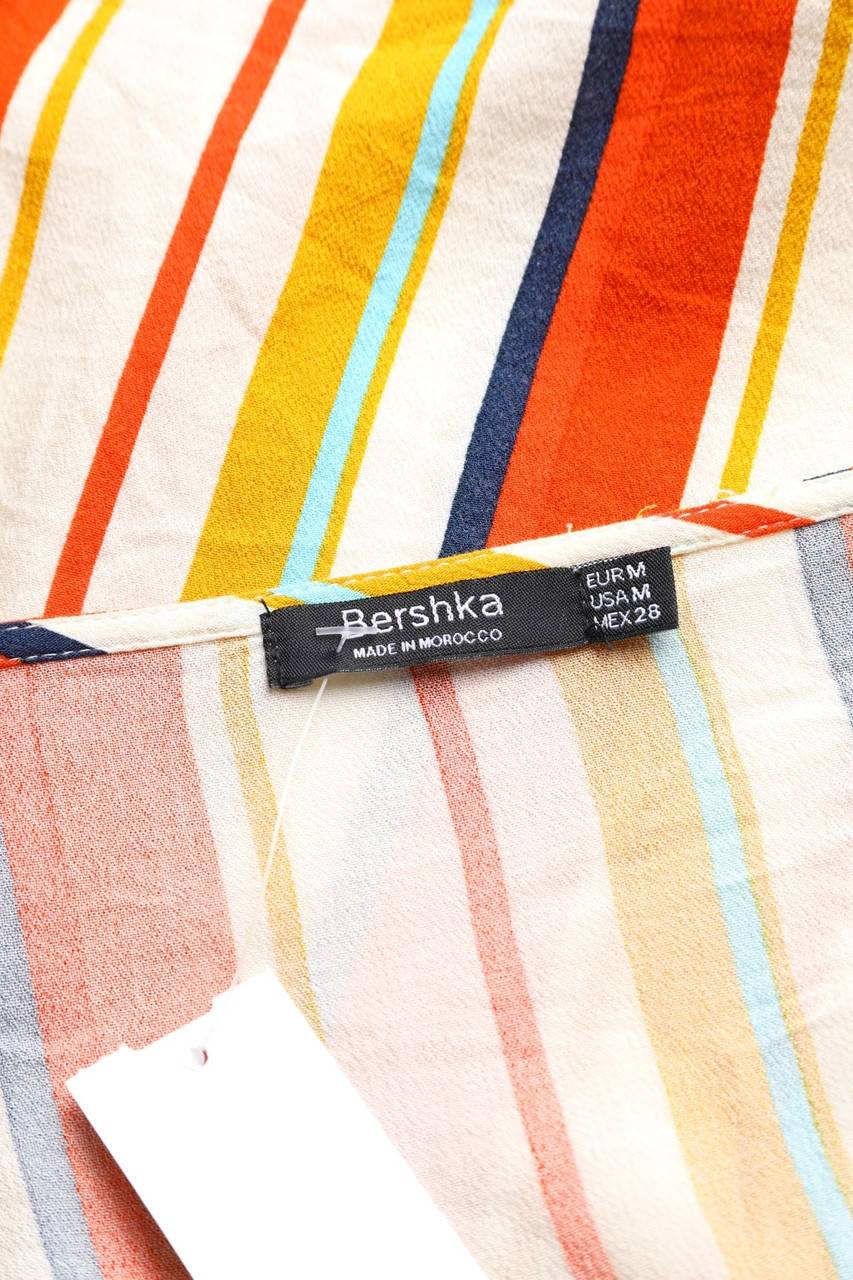 Carou Bershka Streifen-Kurzarm-Bluse Zum Knoten