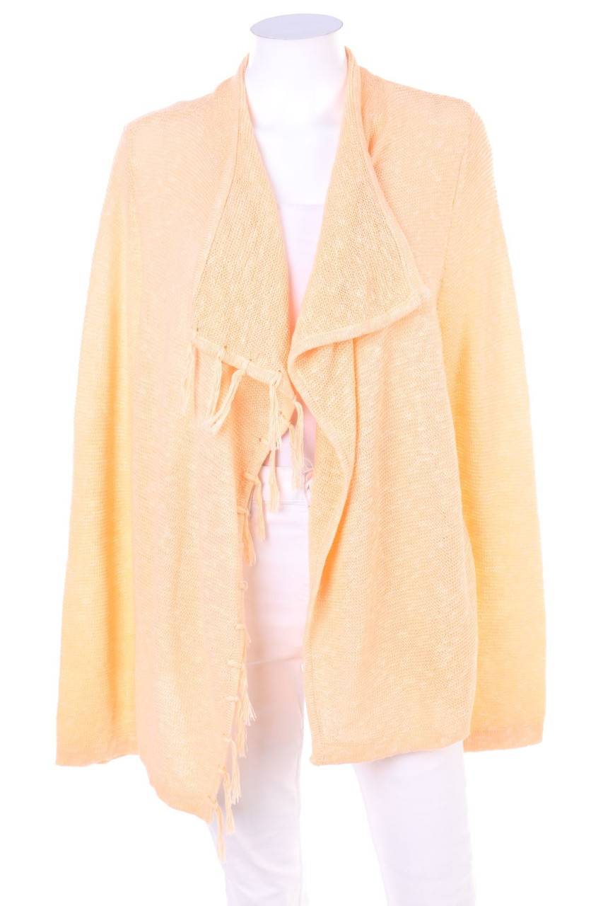Carou bianca Cardigan aus Baumwoll-Mix mit Quasten