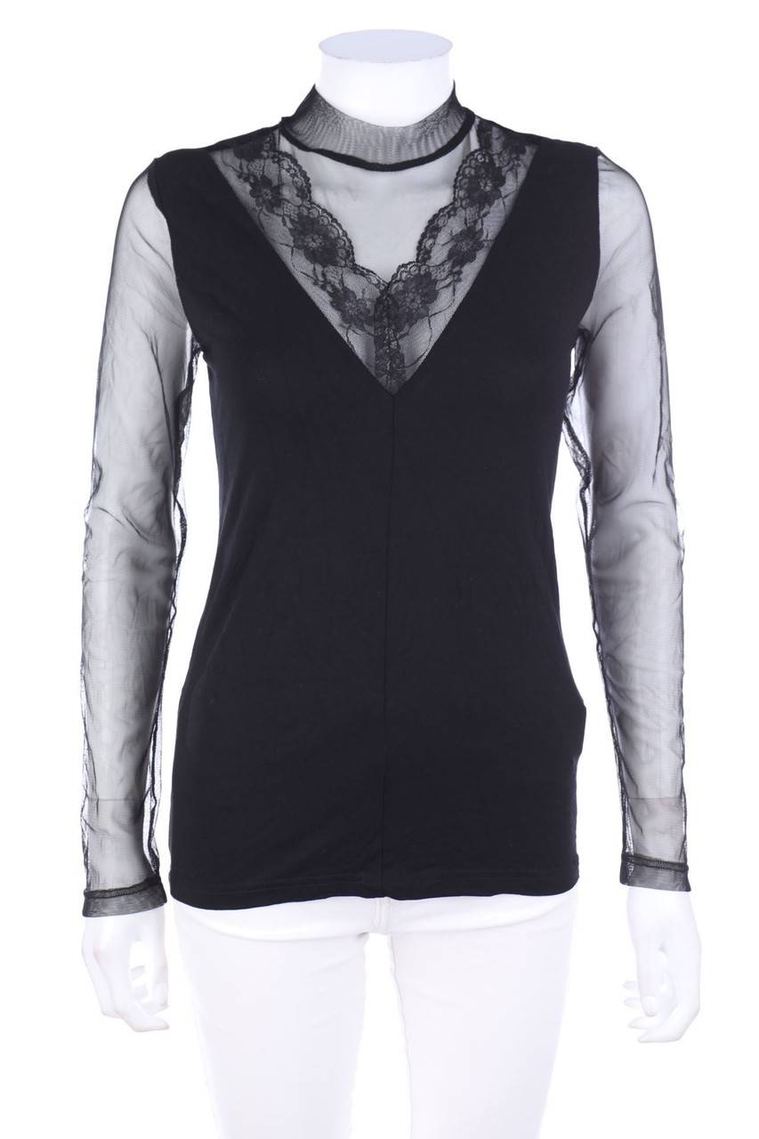 Carou BODYFLIRT Mesh-Longsleeve-Shirt mit Spitze