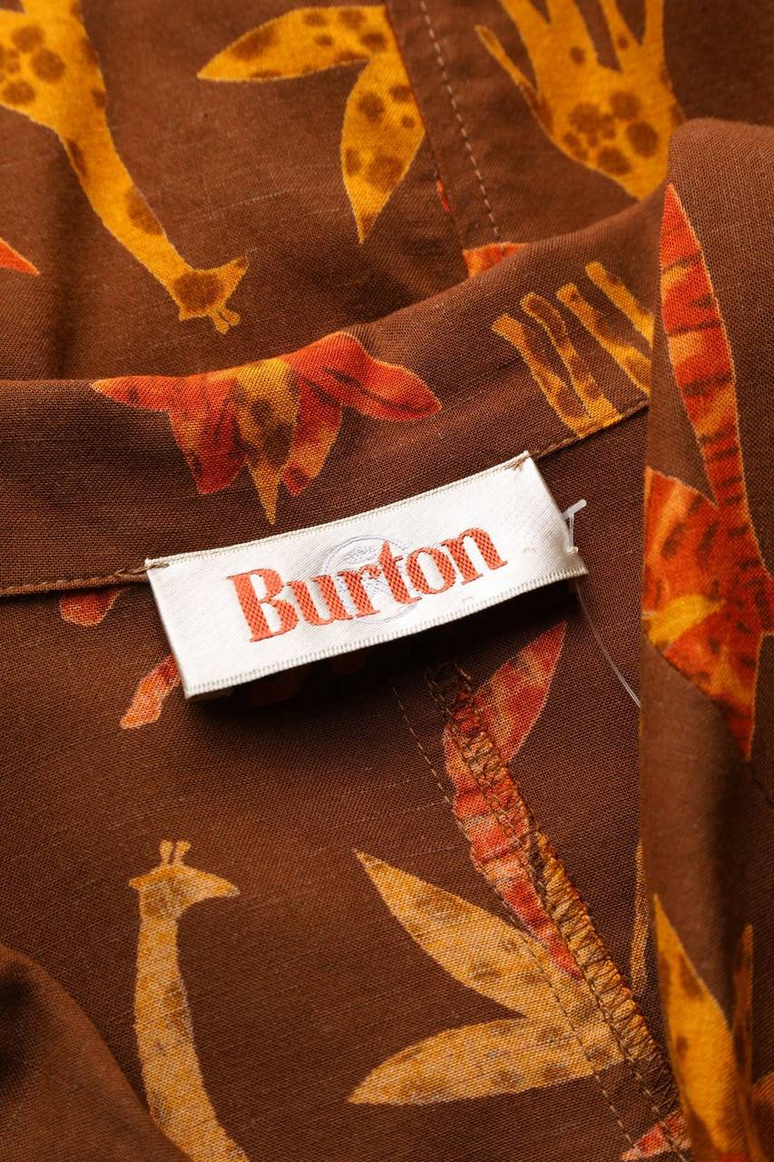 Carou BURTON Vintage-Kurzarm-Bluse Mit Print