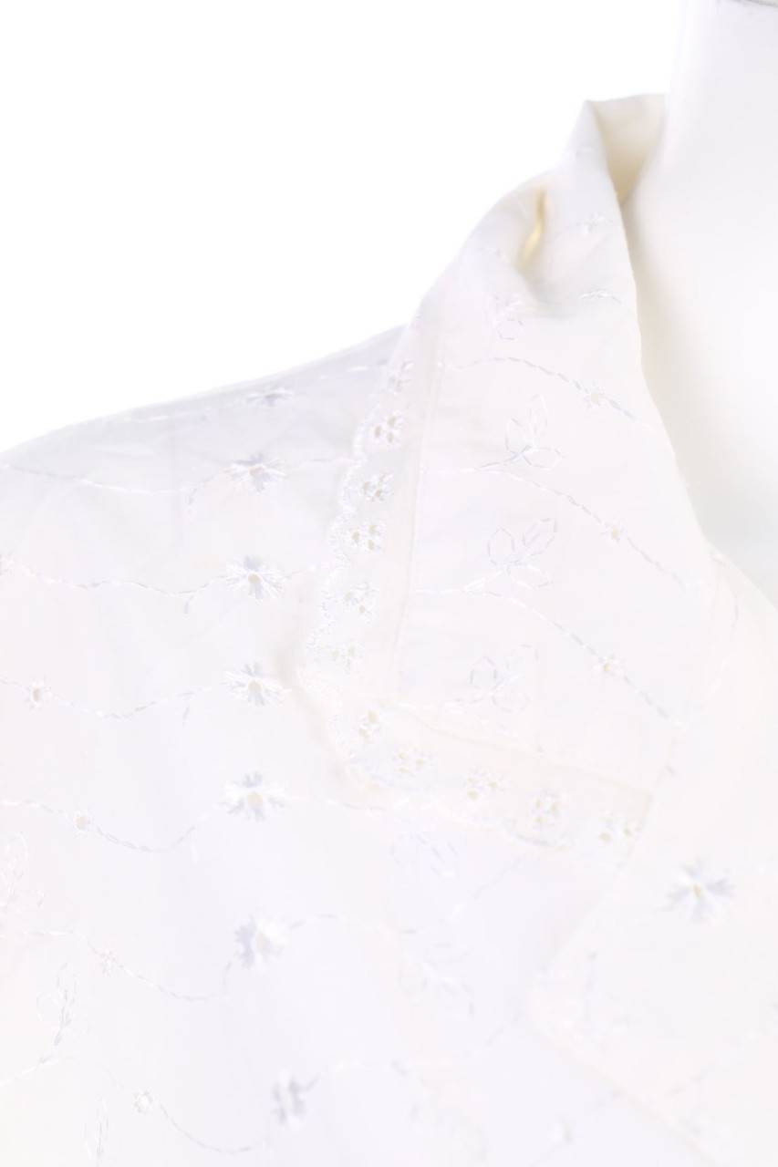 Carou C&A Vintage-Kurzarm-Bluse Aus Lochspitze