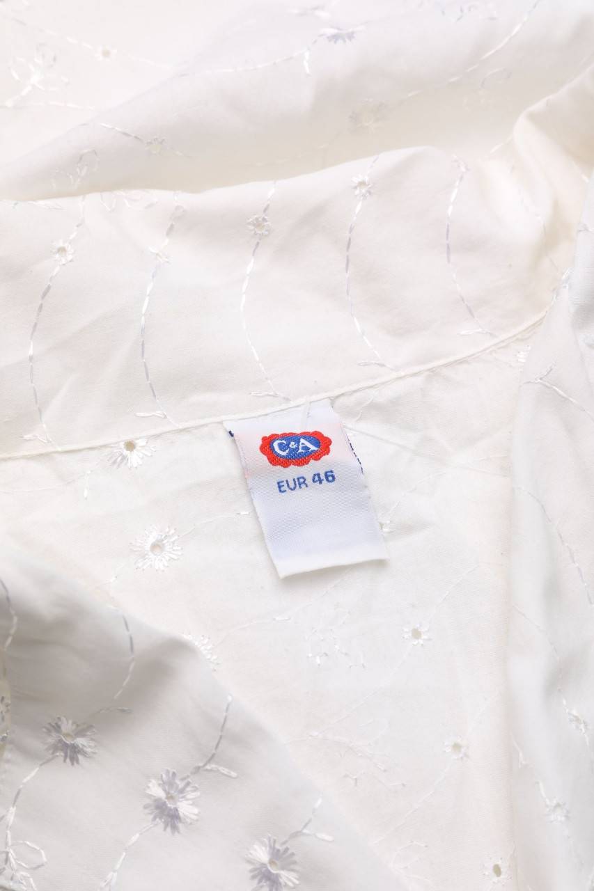 Carou C&A Vintage-Kurzarm-Bluse Aus Lochspitze