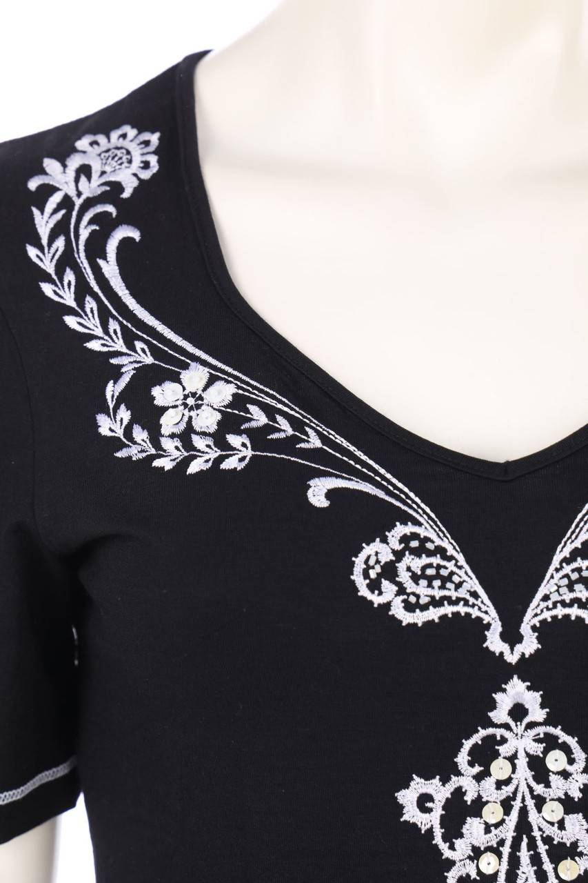 Carou CARLO COLUCCI Kurzarm-Shirt Mit Stickereien