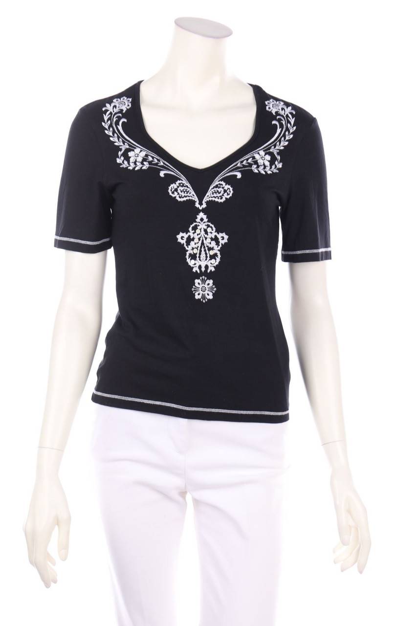 Carou CARLO COLUCCI Kurzarm-Shirt mit Stickereien