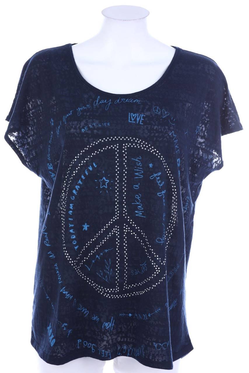 Carou CECIL Print-Kurzarm-Shirt mit Strass-Steinen