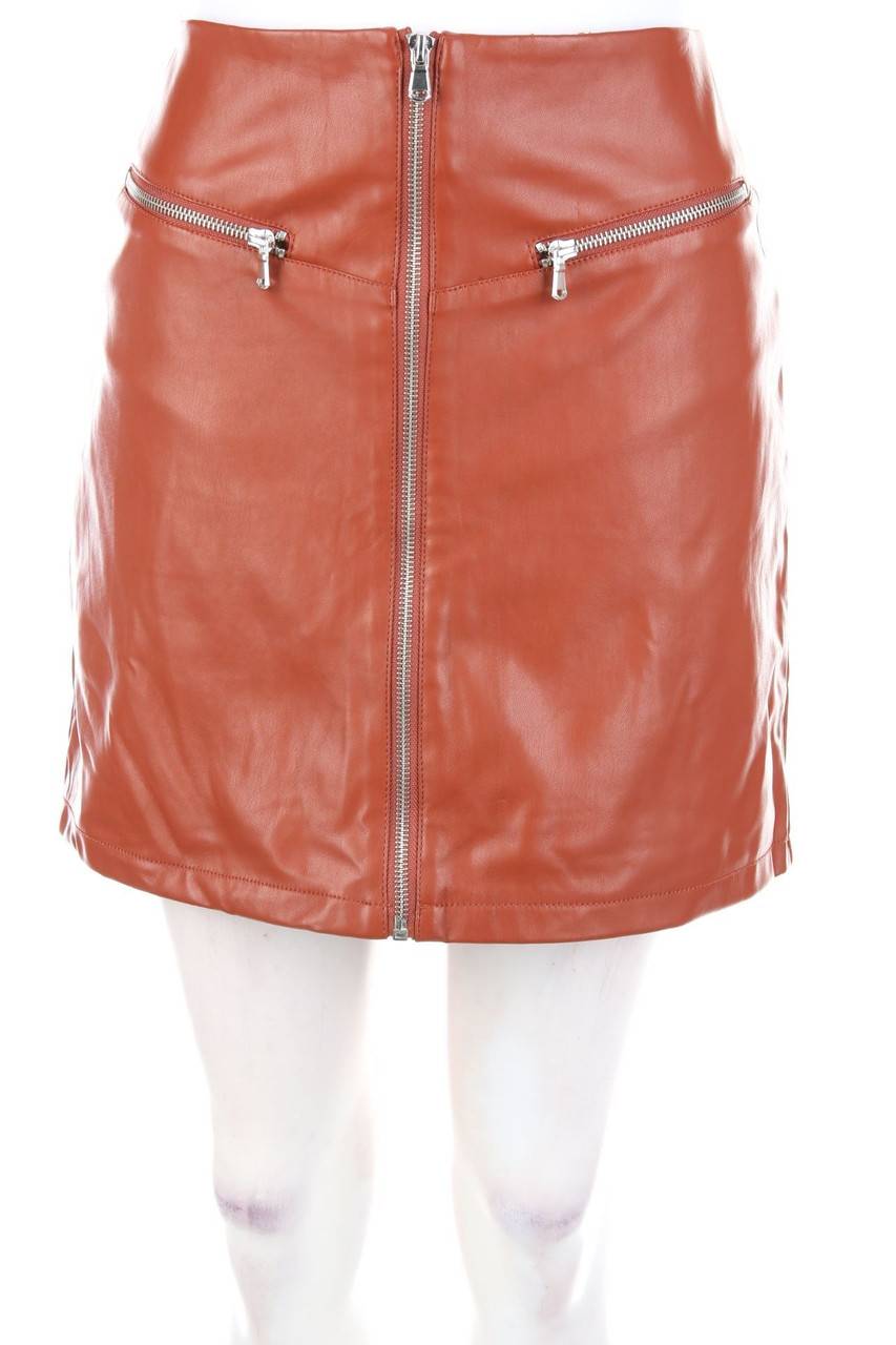 Carou Chicorée Faux Leather-Mini-Rock mit Zipper
