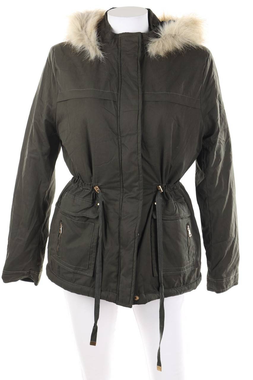 Carou Chicorée Parka mit Fake Fur-Besatz