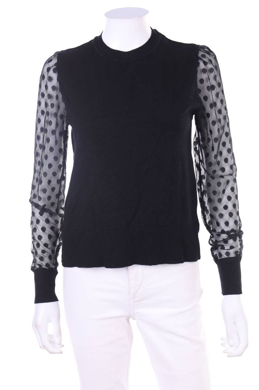 Carou Chicorée Strick-Pullover mit Mesh-Einsatz