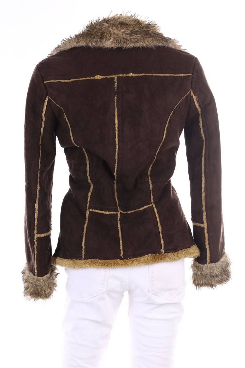 Carou Chicorée Zweireiher-Faux Shearling-Jacke