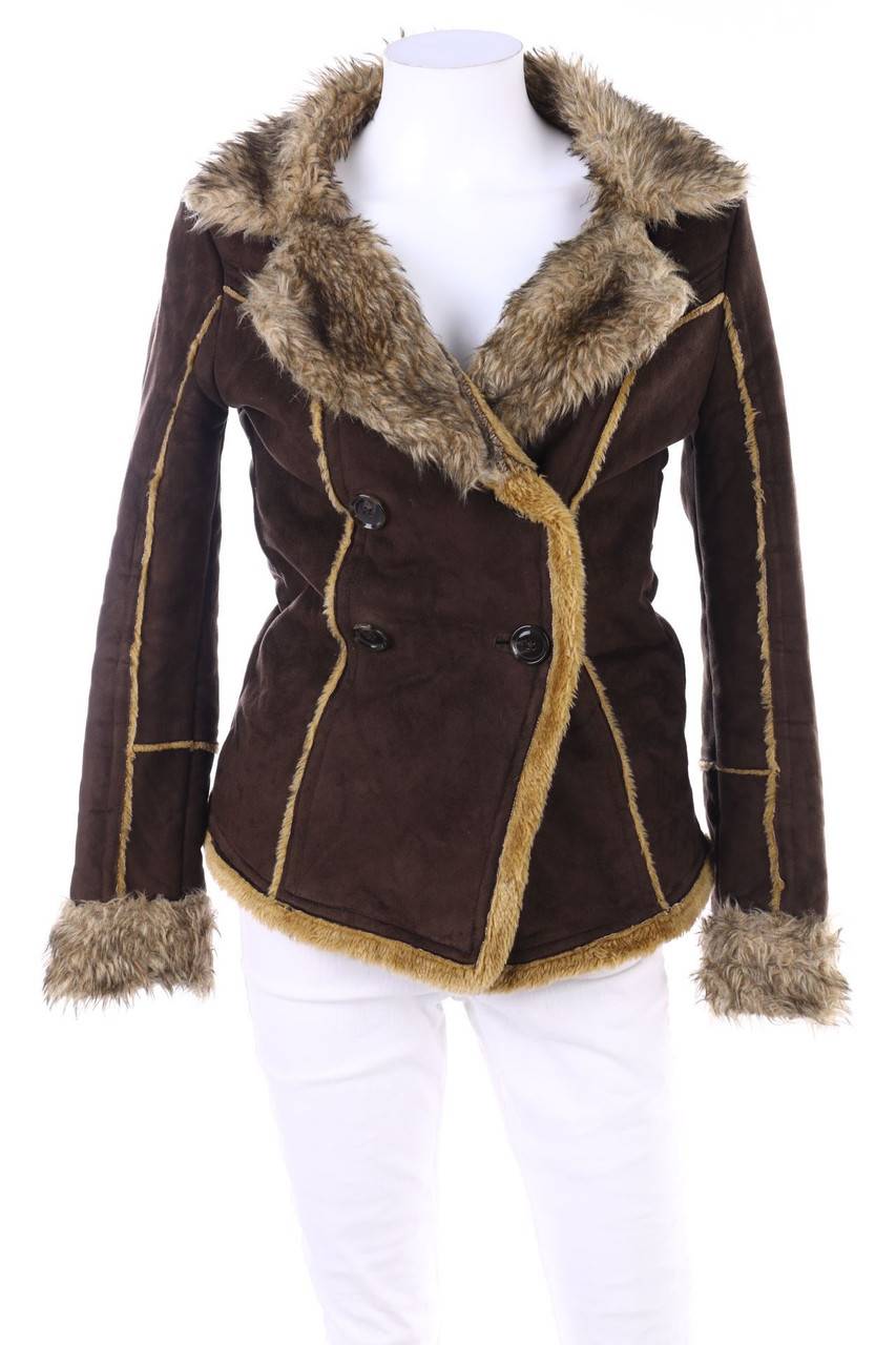 Carou Chicorée Zweireiher-Faux Shearling-Jacke