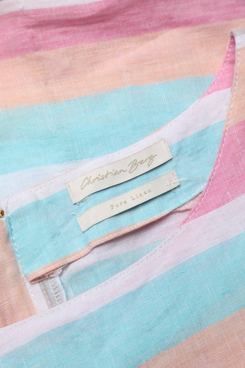 Carou Christian Berg Streifen-Kurzarm-Bluse