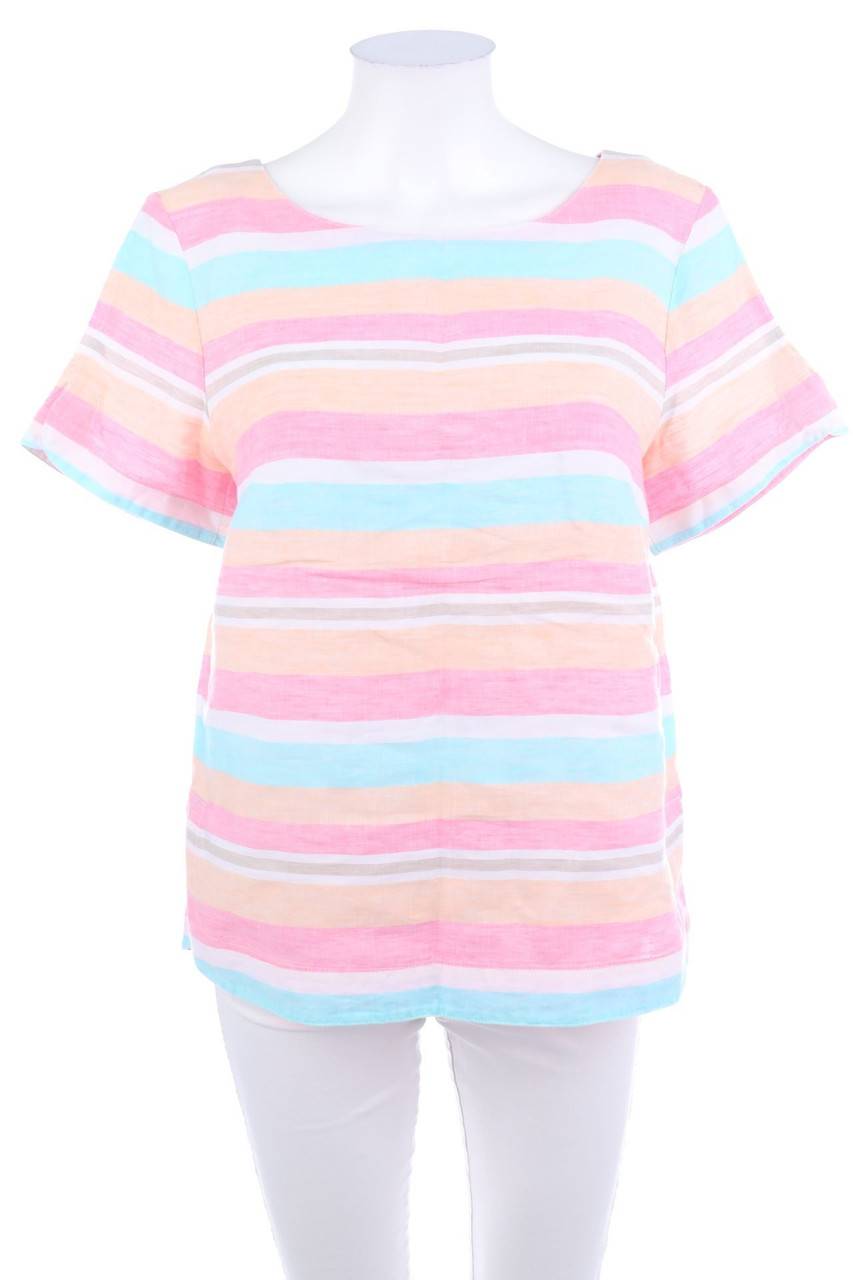 Carou Christian Berg Streifen-Kurzarm-Bluse