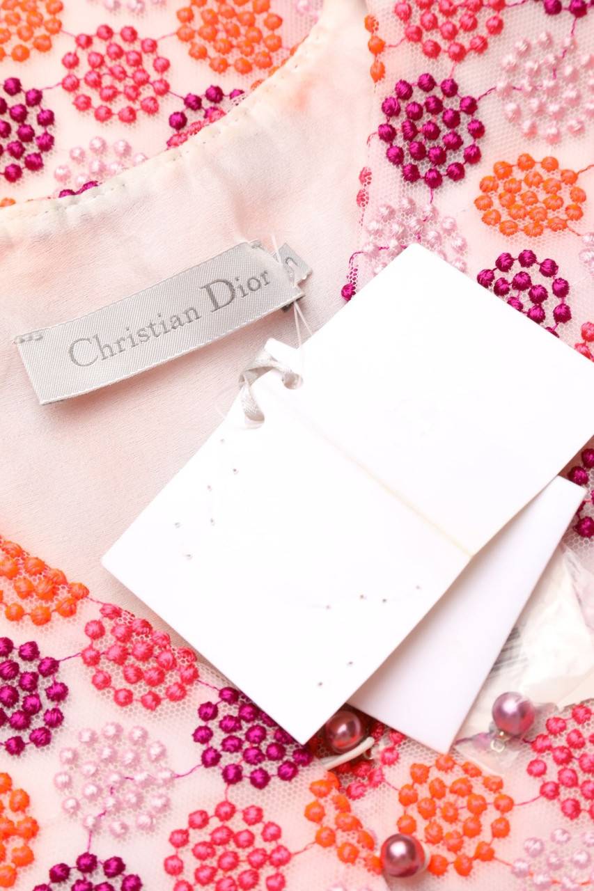 Carou Christian Dior Mesh-Kleid Mit Stickereien