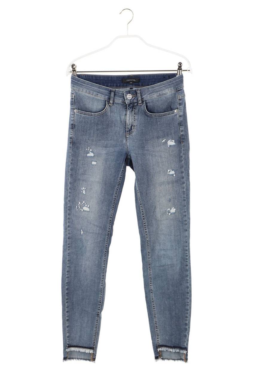 Carou comma Destroyed Skinny-Jeans mit Perlen