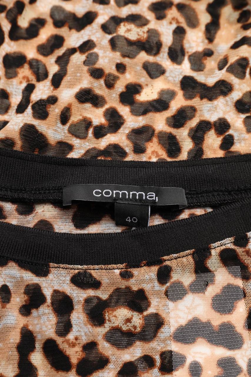 Carou Comma Mesh-T-Shirt Mit Leo-Print