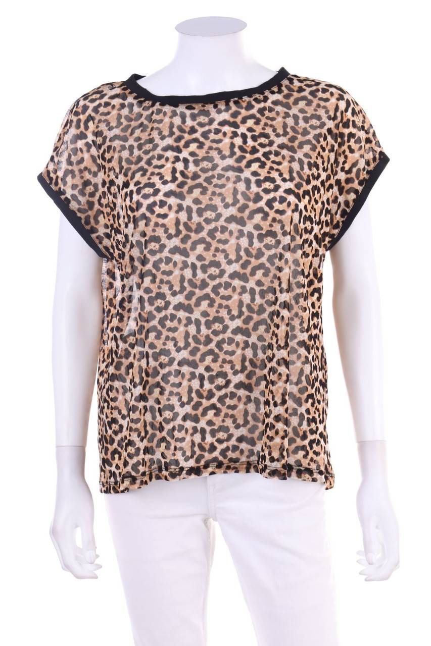 Carou comma Mesh-T-Shirt mit Leo-Print