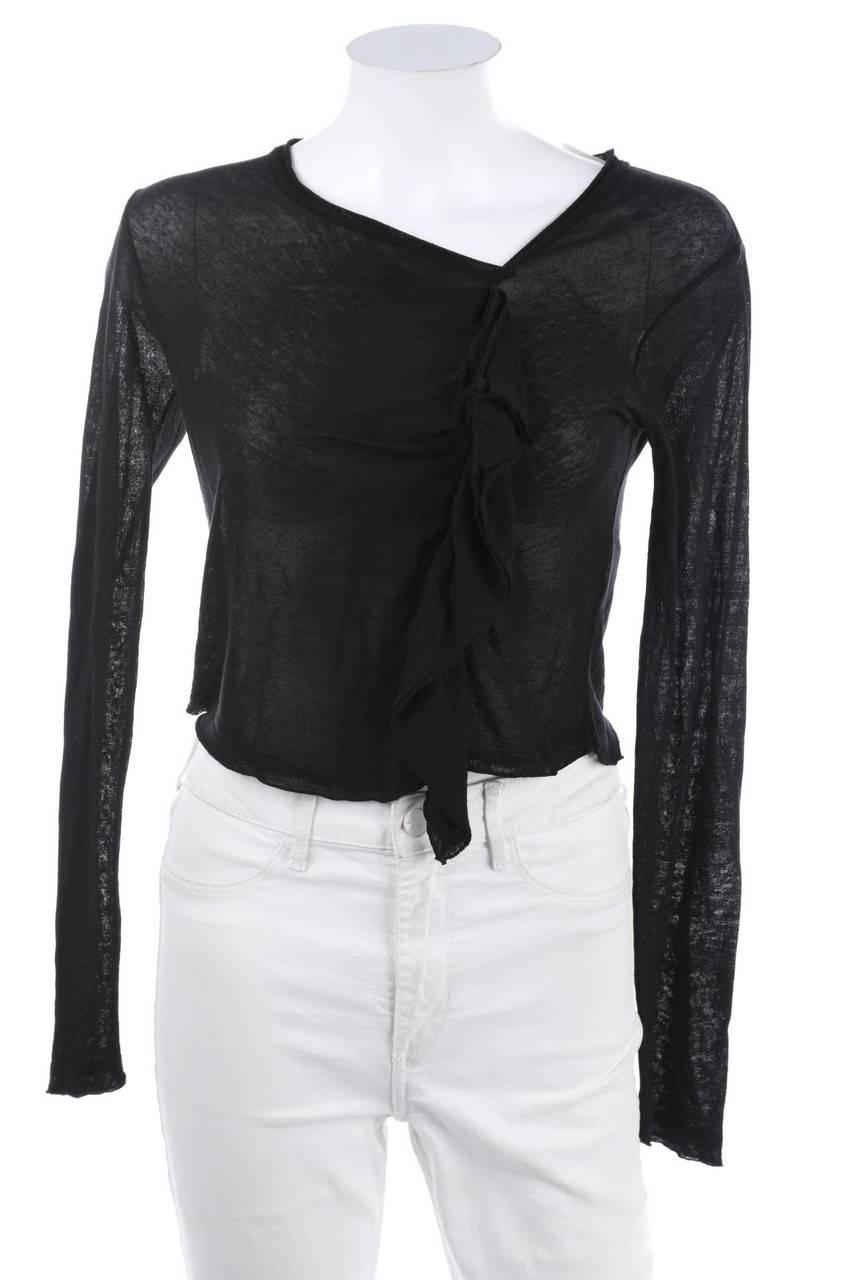 Carou Doralice Volants-Strick-Pullover mit Leinen