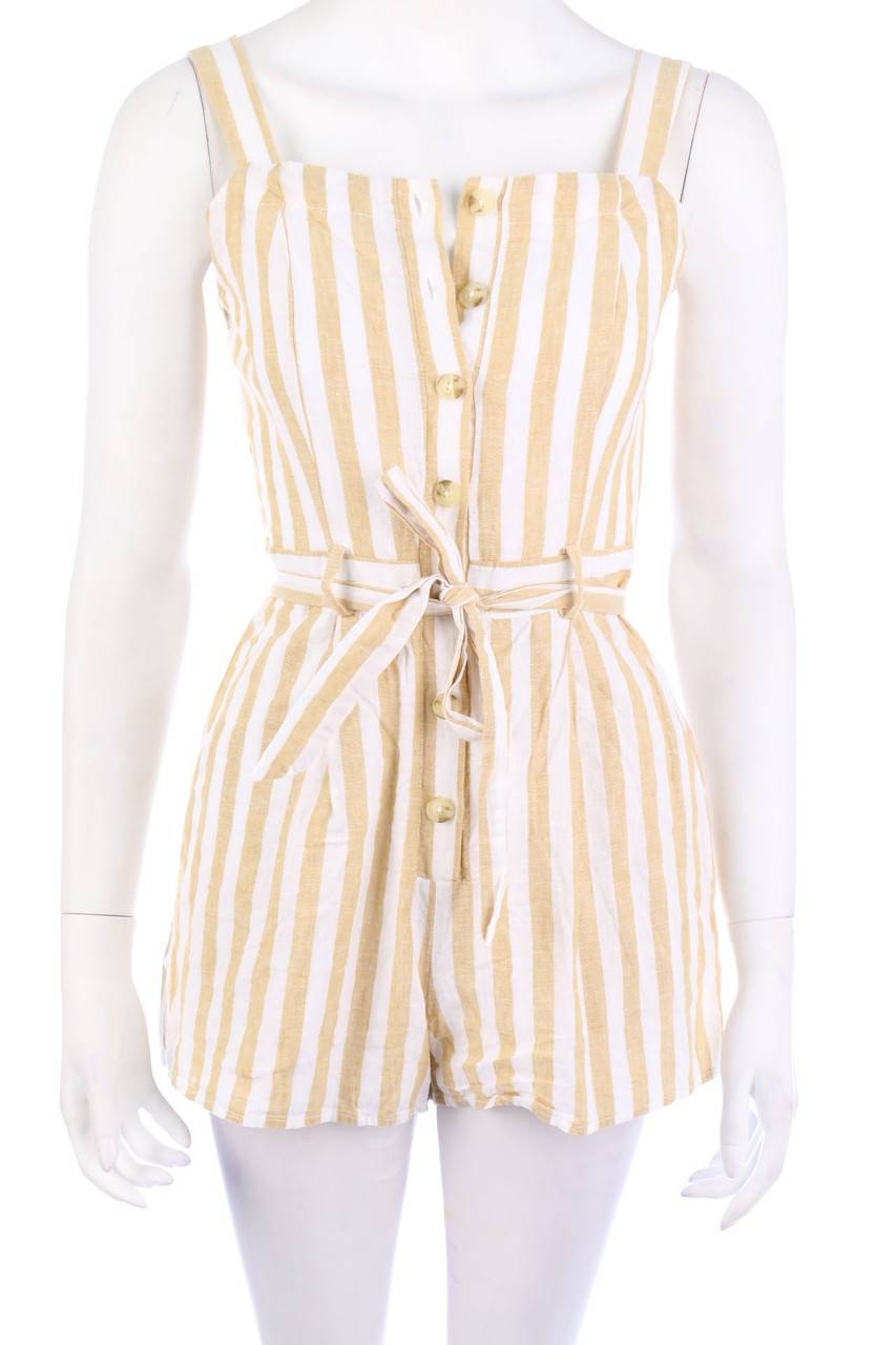 Carou EDITED Streifen-Playsuit aus Leinen-Mix
