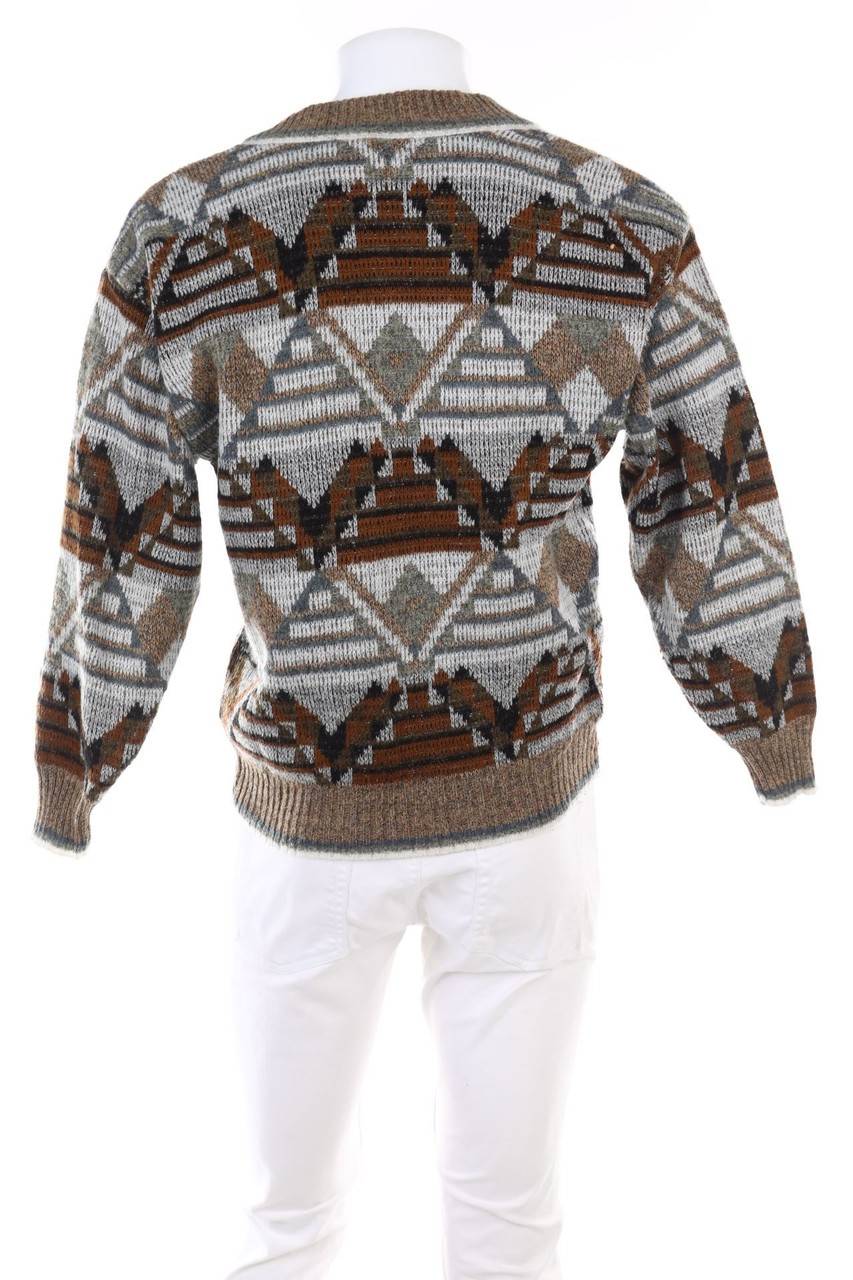 Carou Esco Print-V-Neck-Pullover Mit Alpaka