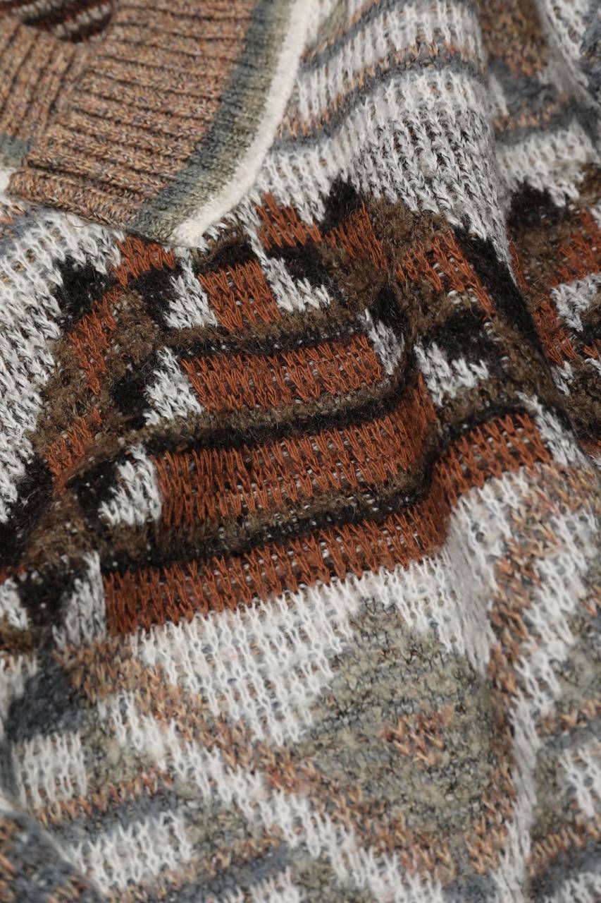 Carou Esco Print-V-Neck-Pullover Mit Alpaka