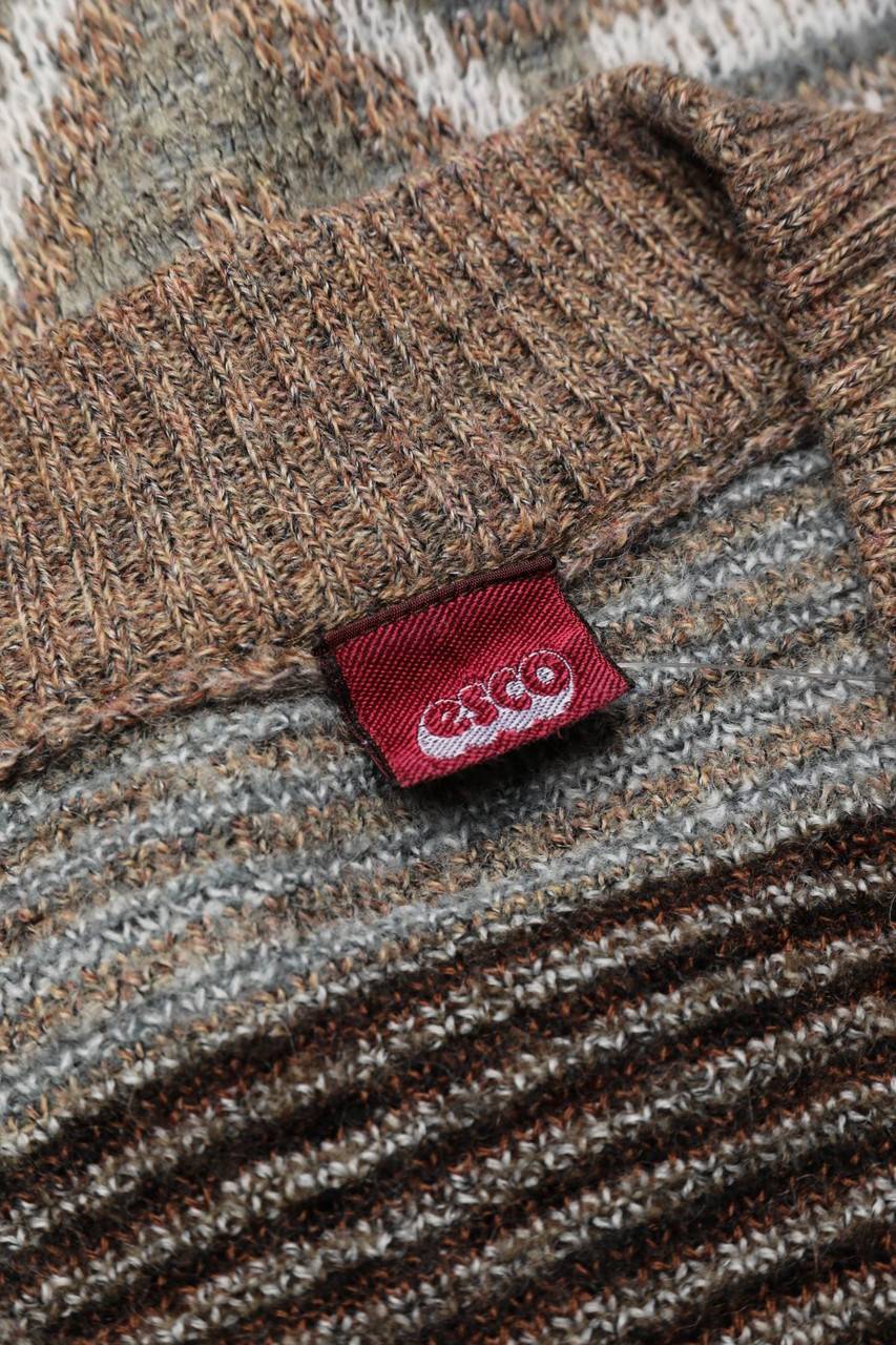 Carou Esco Print-V-Neck-Pullover Mit Alpaka