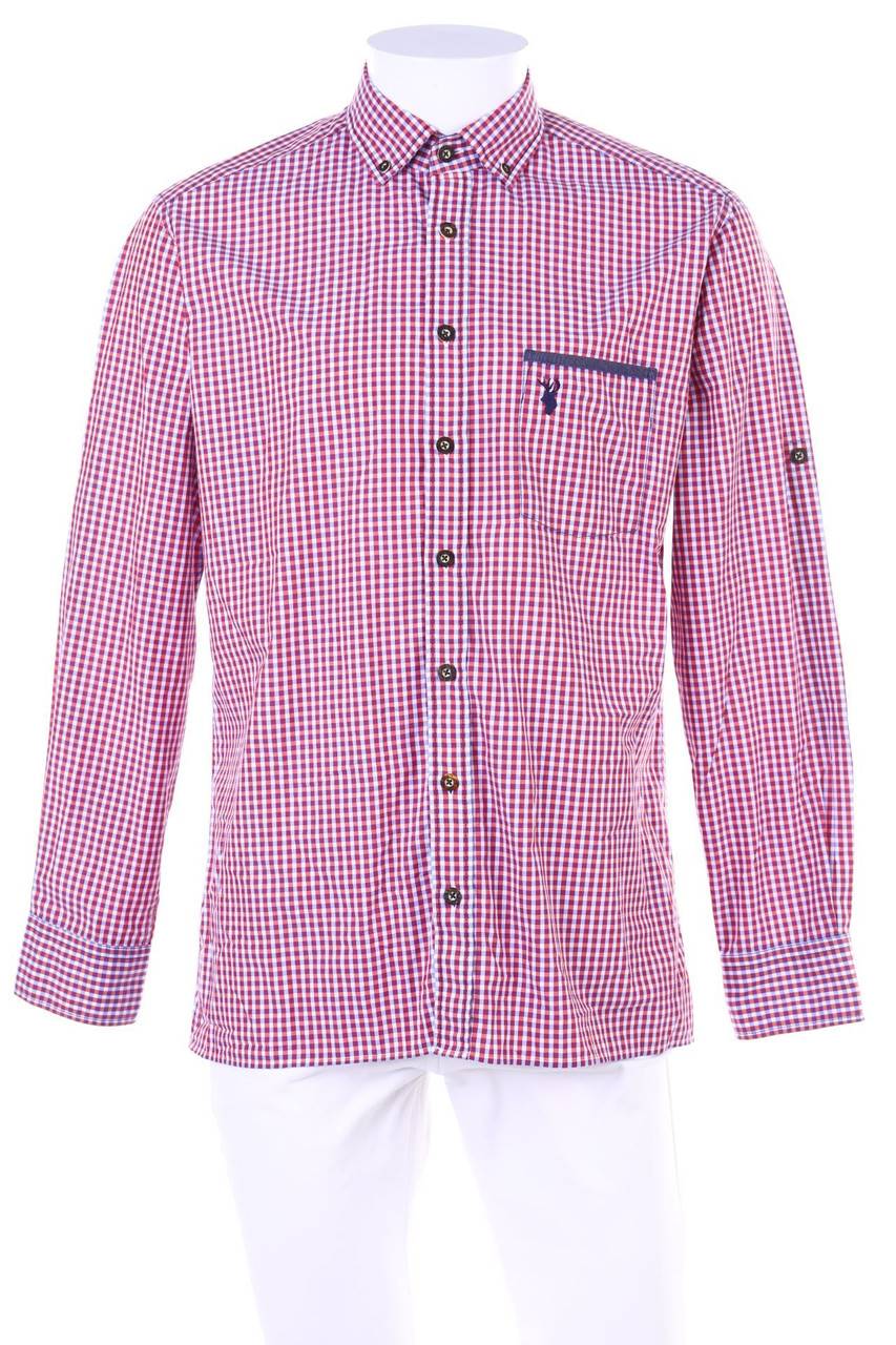 Carou eterna Karo-Trachten-Hemd mit Krempel-Ärmeln