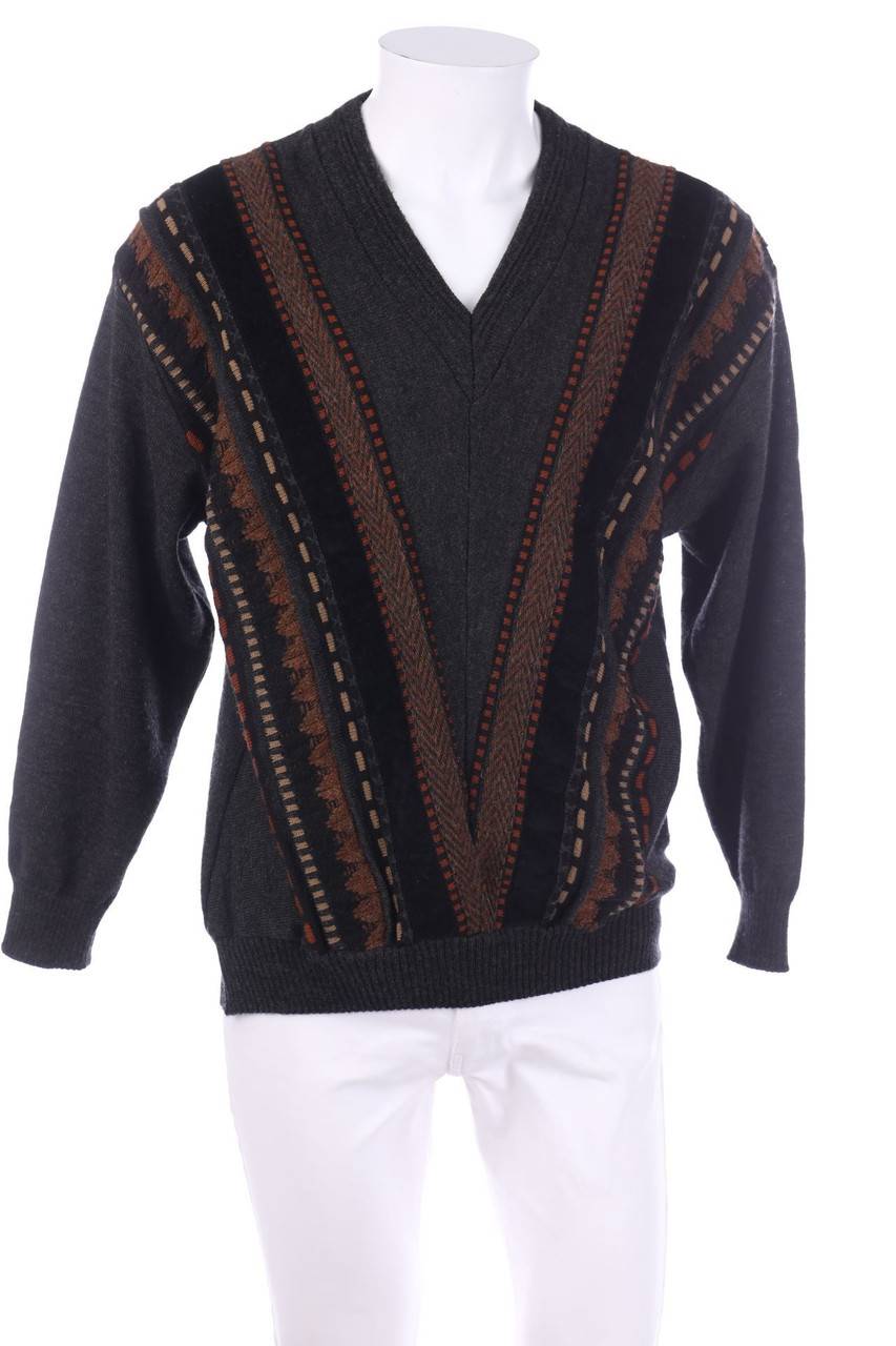 Carou FISCHER Vintage-V-Neck-Pullover aus Woll-Mix