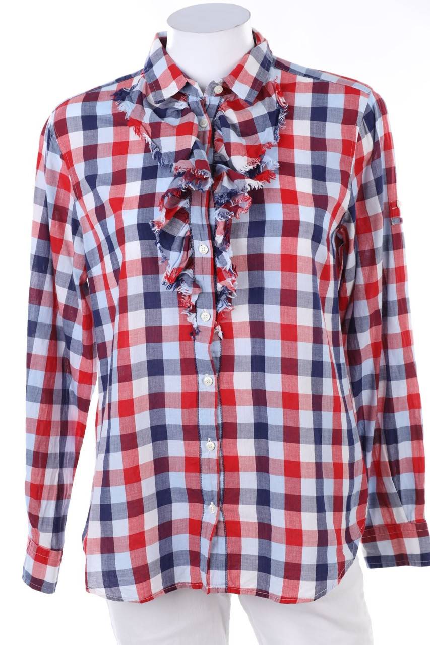 Carou GANT Volant-Bluse mit Karo-Muster