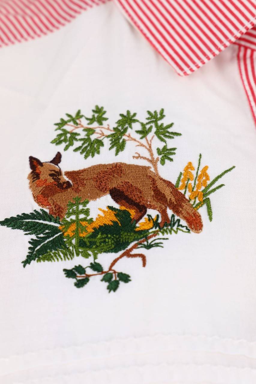 Carou Gede Trachten-Bluse Mit Stickereien