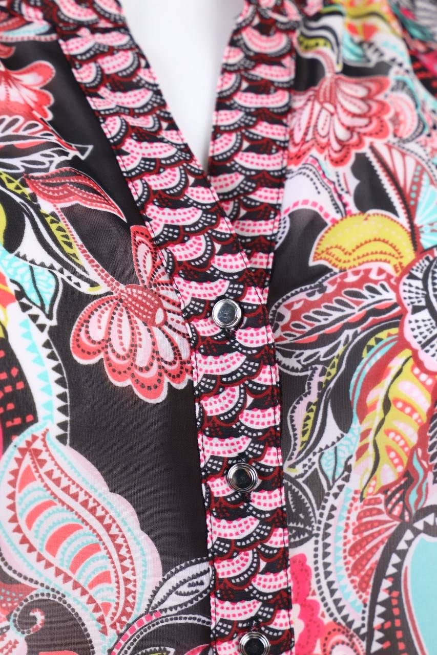 Carou GERRY WEBER Print-Bluse Mit Krempel-Ärmeln