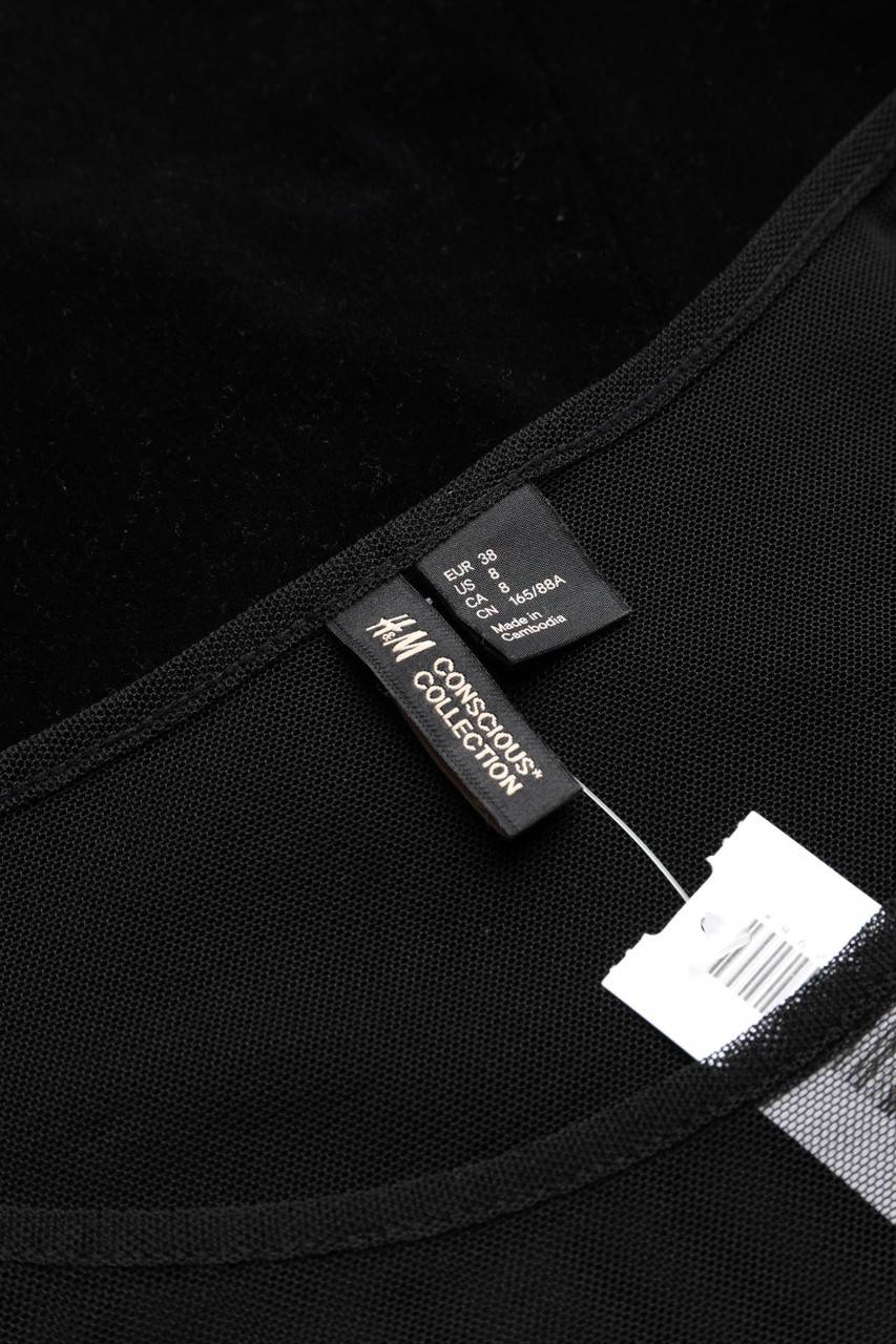 Carou H&M CONSCIOUS Samt-Kleid Mit Mesh-Einsatz