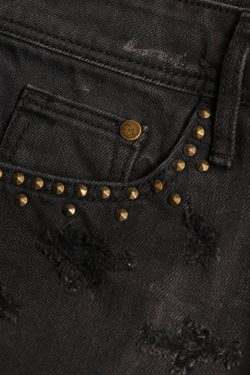 Carou H&M &denim Distressed Jeans-Shorts Mit Nieten