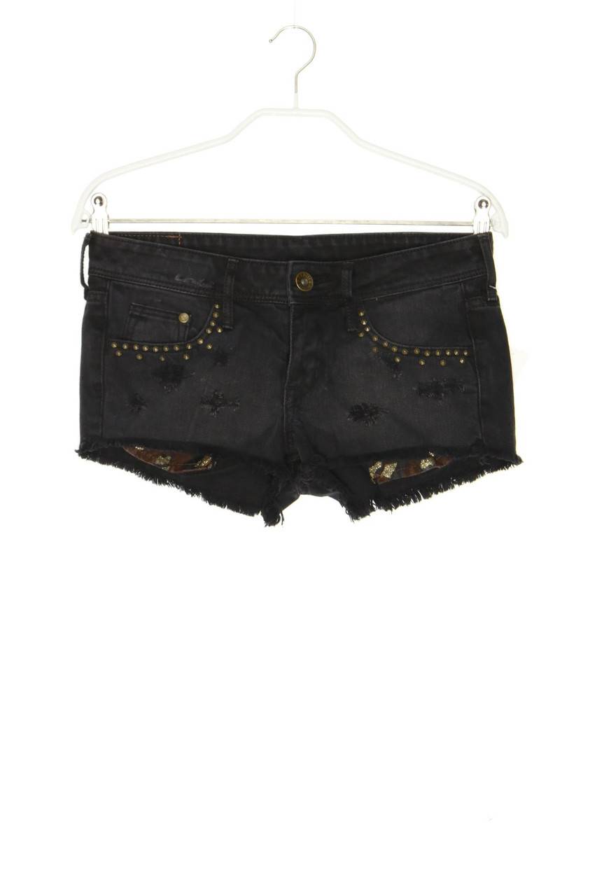 Carou H&M &denim Distressed Jeans-Shorts mit Nieten
