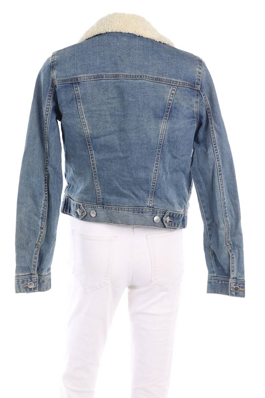Carou H&M DIVIDED Jeans-Jacke Mit Fake Fur-Besatz