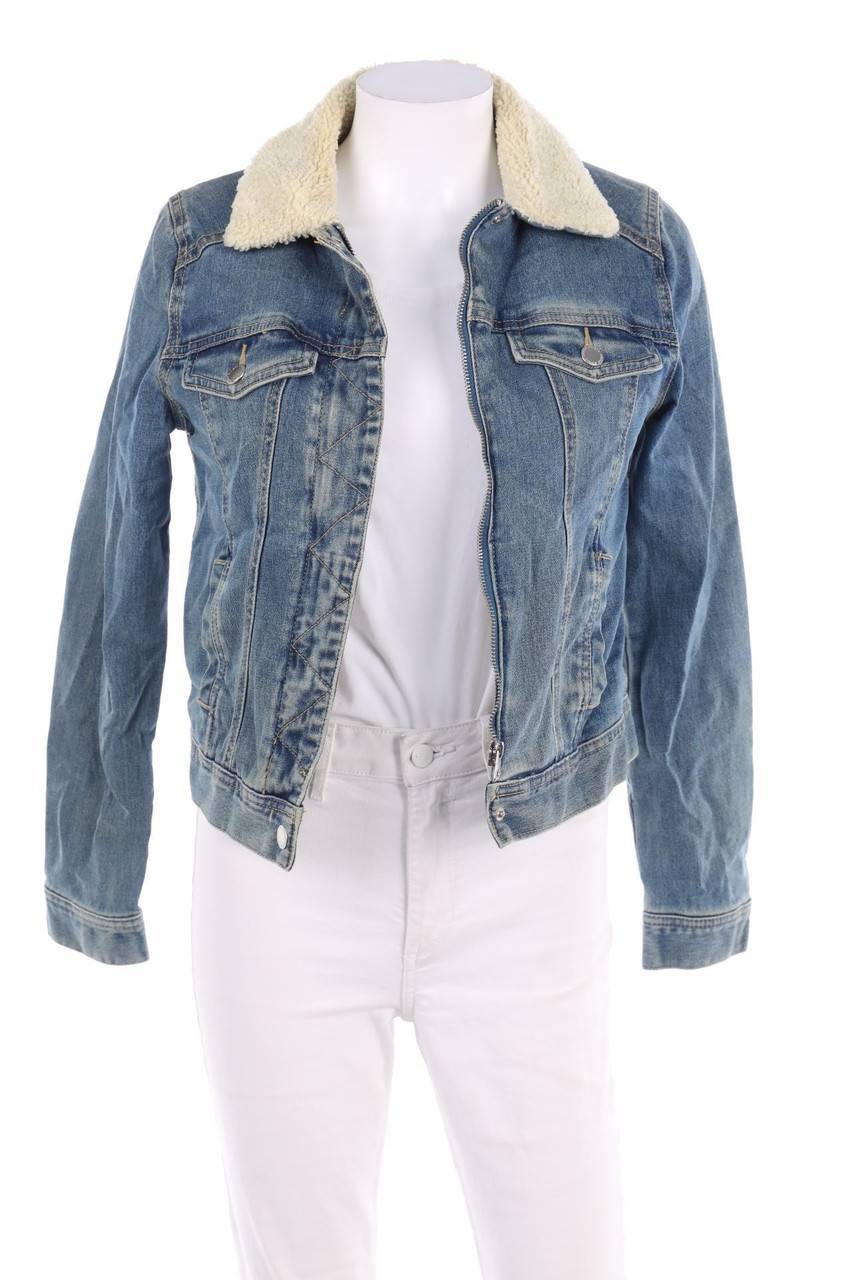 Carou H&M DIVIDED Jeans-Jacke mit Fake Fur-Besatz