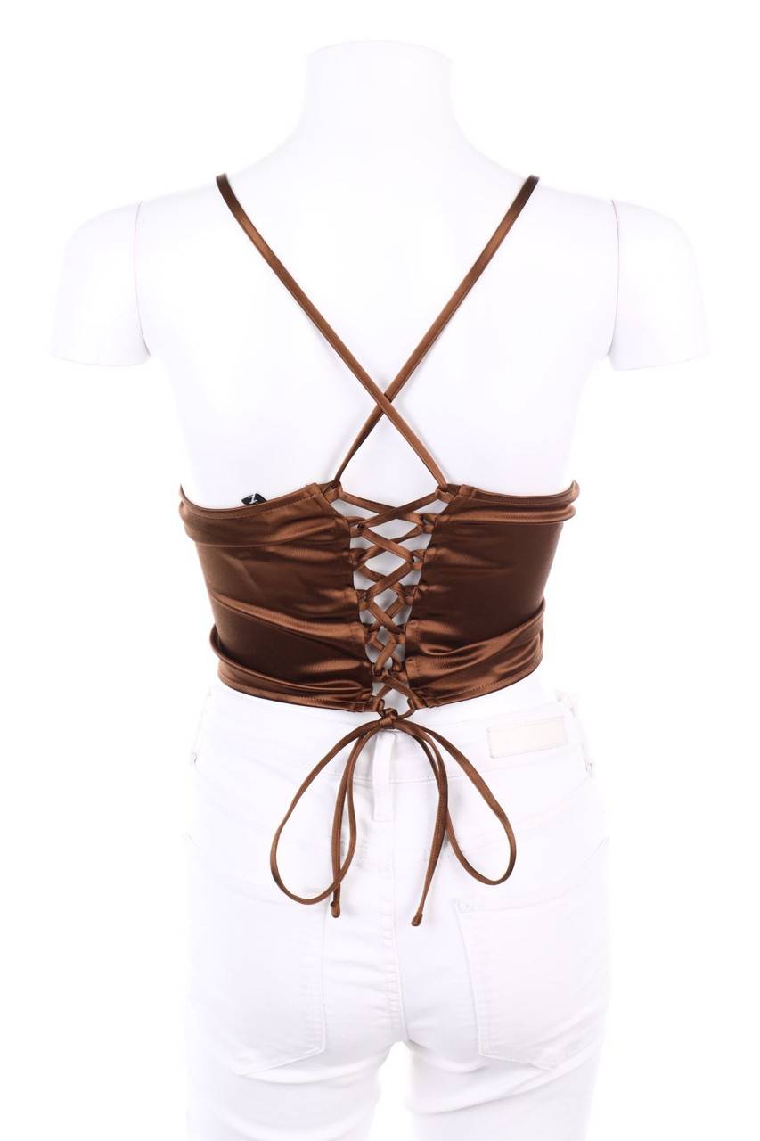 Carou H&M DIVIDED Satin-Crop-Top Mit Schnürung