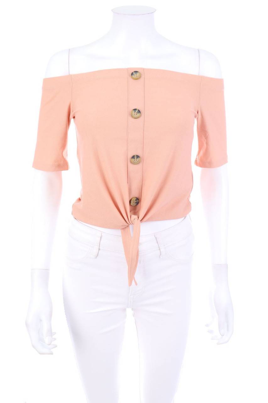 Carou Jennyfer Carmen-Bluse mit Knöpfen zum Knoten