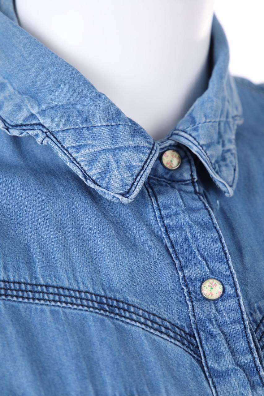 Carou KOOKAI Jeans-Bluse Mit Aufgesetzten Taschen