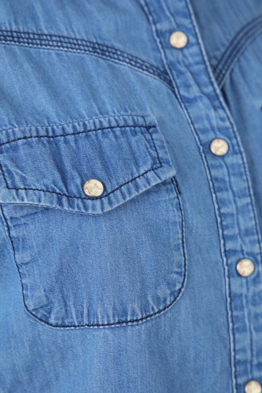 Carou KOOKAI Jeans-Bluse Mit Aufgesetzten Taschen