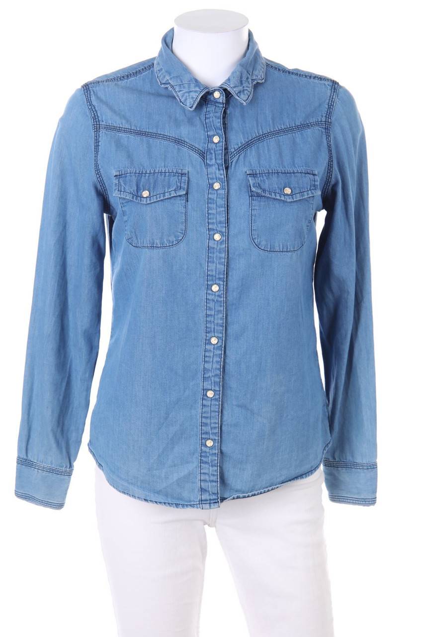 Carou KOOKAI Jeans-Bluse mit aufgesetzten Taschen